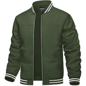 ❤️ Men's Bomber Jacket Lightweight Casual Spring Fall Windbreaker Zip Up Green